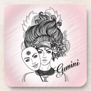 Dessous-de-verre Masquée Lady Gemini Symbole et Signe du zodiaque R