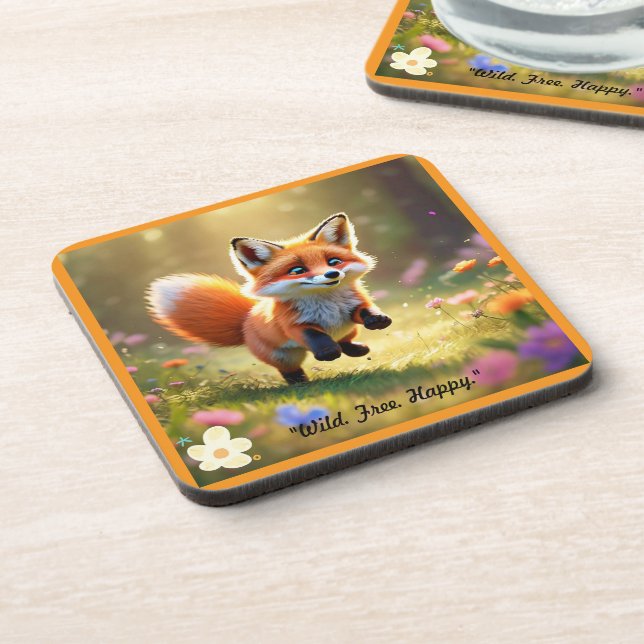 Dessous-de-verre "Meadow Red Fox Delight" (Côté gauche)