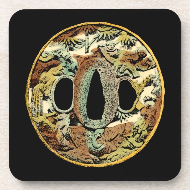 Dessous-de-verre Médaillon asiatique doré par Vision Studio (Devant)