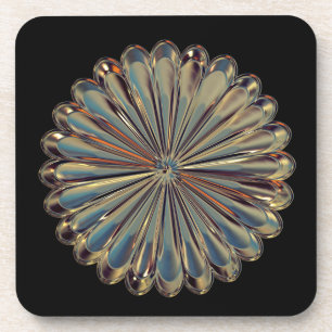 Dessous-de-verre Médaillon métallique de fleur d'or Art déco