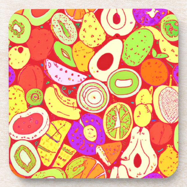 Dessous-de-verre Mélanges étonnants de Motifs de fruits. Commandez  (Devant)