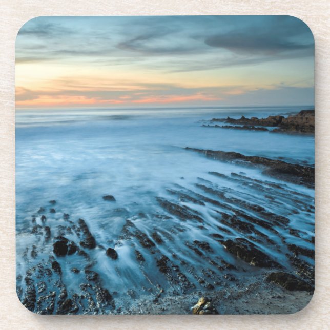 Dessous-de-verre Mer bleue au coucher du soleil, Californie (Devant)