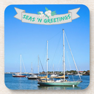 Dessous-de-verre Mer côtière et salutations Bateaux à voile sur la