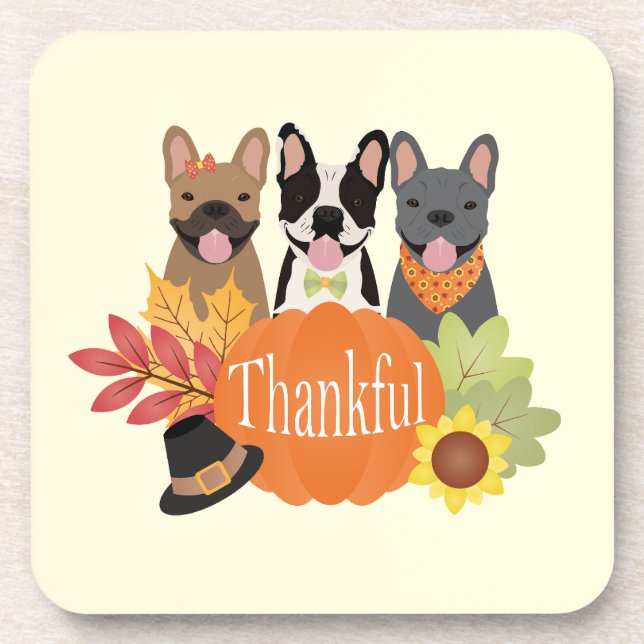 Dessous-de-verre Merci Bulldogs français Thanksgiving (Devant)