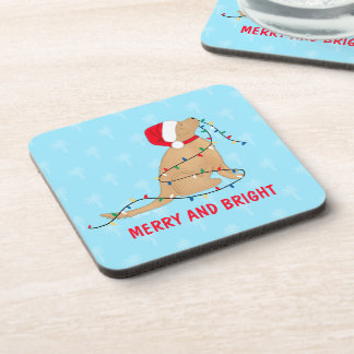 Dessous-de-verre Merry Bright Christmas Lights Dog Coaster Set