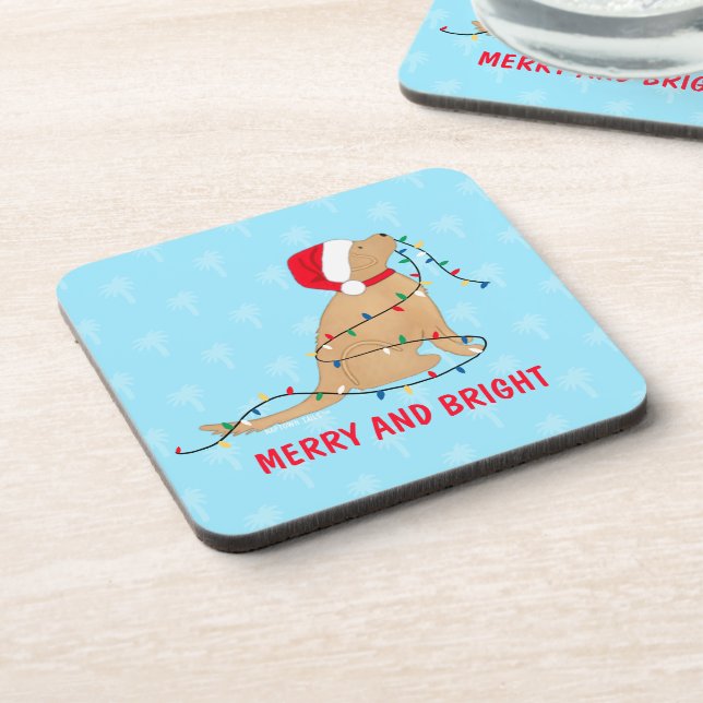 Dessous-de-verre Merry Bright Christmas Lights Dog Coaster Set (Côté gauche)