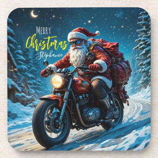 Dessous-de-verre Merry Christmas Santa Clause On Motorcycle
