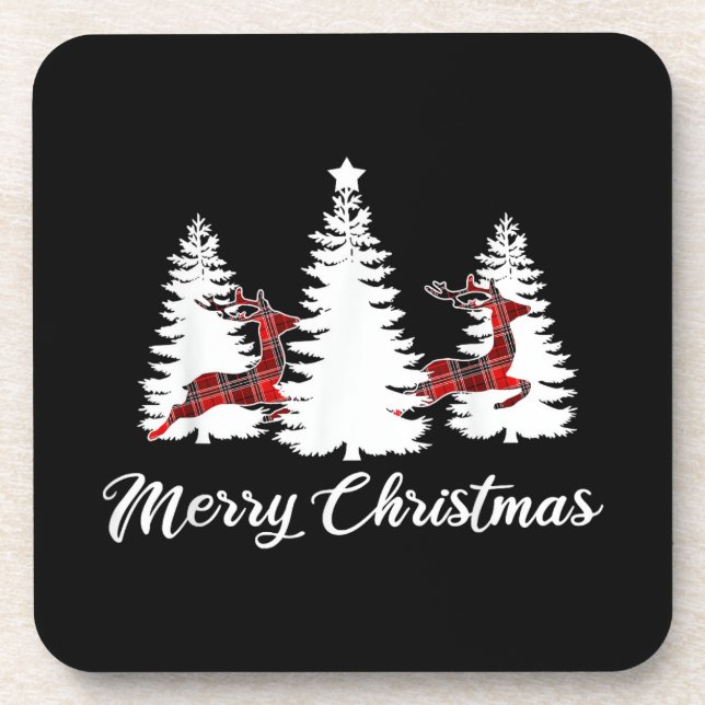 Dessous-de-verre Merry Christmas Shirt for Women Buffalo Plaid Rein (Devant)