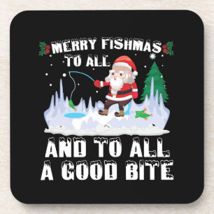 Dessous-de-verre Merry Fishmas Funny Pêcheur de poisson Xmas