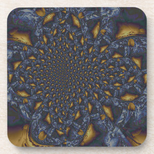 Dessous-de-verre Métal Moulé or et argent bleu