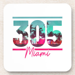 Dessous-de-verre Miami 305 Zone Code Floride Palm Trees Vintage Pri