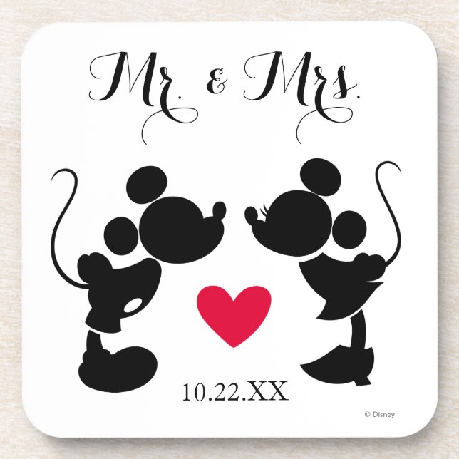 Dessous-de-verre Mickey et Minnie Mariage | Silhouette (Devant)