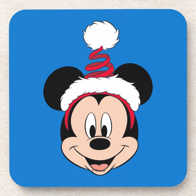 Dessous-de-verre Mickey Mouse | Casquette de Noël mignon (Devant)