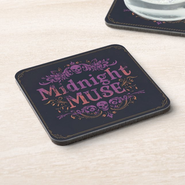 Dessous-de-verre Midnight Muse Gothic Coaster Set | Velvet Chaos Co (Côté gauche)