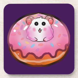 Dessous-de-verre Mignon Hamster Kawaii dans l'Art de Beignet Rose G