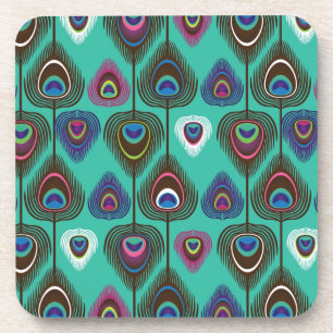 Dessous-de-verre mignon motif en plumes de paon