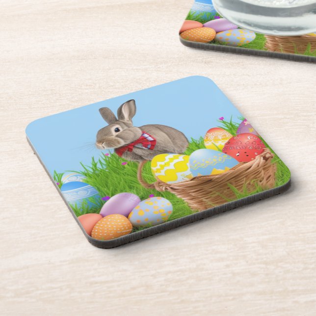 Dessous-de-verre Mignonne Bunnyfor Pâques pour une humeur positive (Côté gauche)