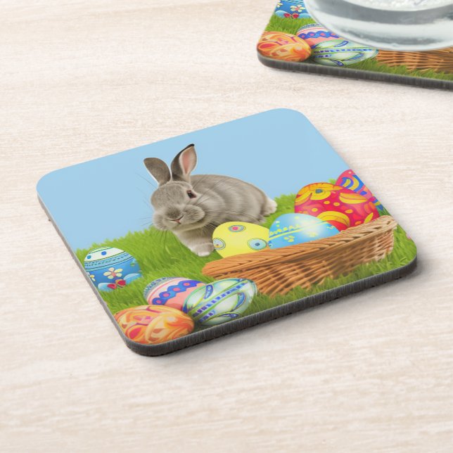 Dessous-de-verre Mignonne Bunnyi de Pâques pour une humeur positive (Côté gauche)