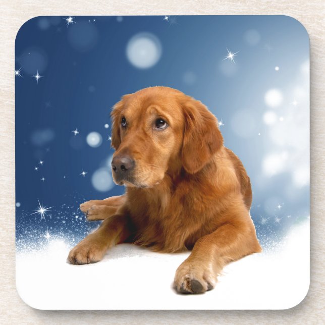 Dessous-de-verre Mignonne Golden Retriever Chien assis dans les éto (Devant)