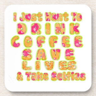 Dessous-de-verre Mignonne Je veux juste boire du café Sauver des vi