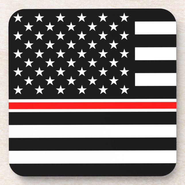 Dessous-de-verre Mince Red Line Firefighter drapeau américain (Devant)