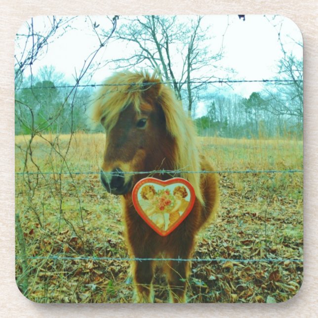 Dessous-de-verre Miniature cheval Brown Valentine Heart (Devant)