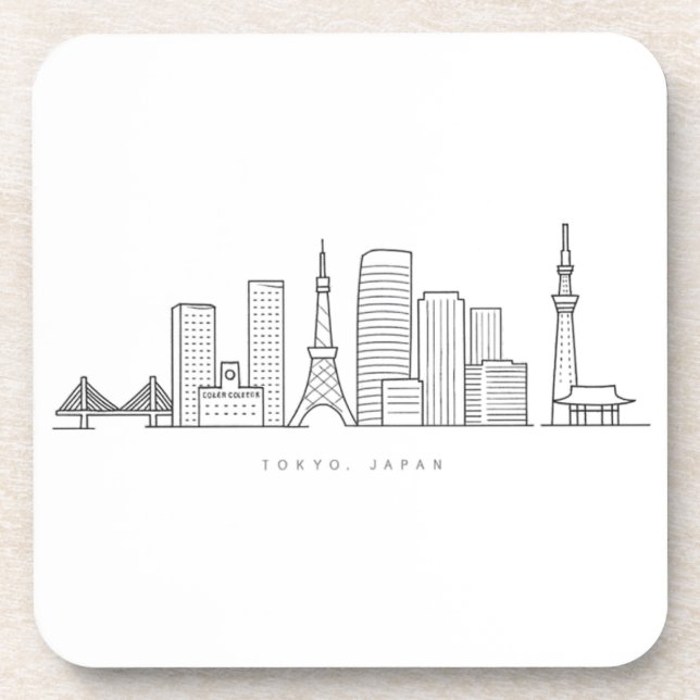 Dessous-de-verre Minimalist Tokyo Skyline Illustration (Devant)