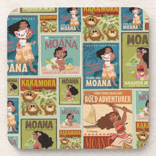 Dessous-de-verre Moana | Retro Poster Motif (Devant)