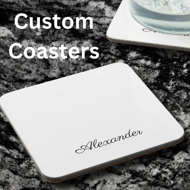 Dessous-de-verre Modèle blanc moderne, Cuisine à script noir coupée (Créateur téléchargé)