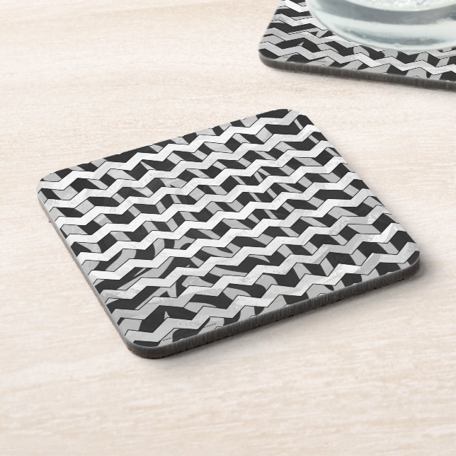 Dessous-de-verre Modèle Chevron noir et gris Zebra (Côté gauche)