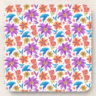 Dessous-de-verre Modèle floral exotique coloré tiré à la main-70703