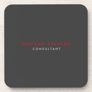 Dessous-de-verre Modern Black Grey Red Professional Your Name