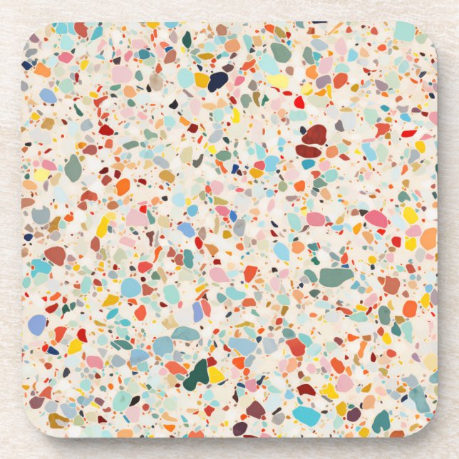 Dessous-de-verre Moderne coloré Pastel Terrazzo Motif (Devant)