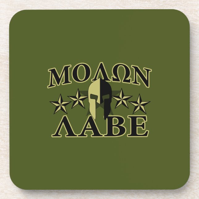 Dessous-de-verre Molon Labe Casque spartiate 5 étoiles (Devant)