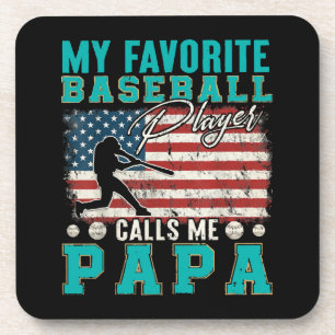 Dessous-de-verre Mon Joueur de Baseball Favori M'appelle Papa Homme