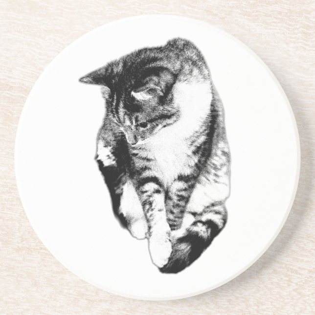 Dessous de verre monochrome Tabby Cat (Devant)