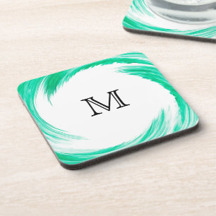 Dessous-de-verre Monogram Mint Swirl Art Abstrait