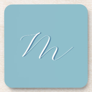 Dessous-de-verre Monogram Solide Blue Pastel Minimaliste Profession