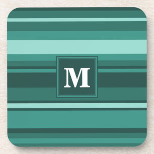 Dessous-de-verre Monogramme bandes turquoises