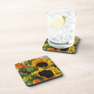 Dessous-de-verre Monogramme, beaux floraux Tournesols d'automne (6)
