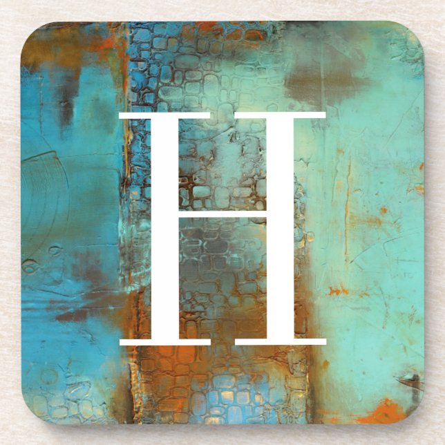 Dessous-de-verre Monogramme | Bleu deja (Devant)