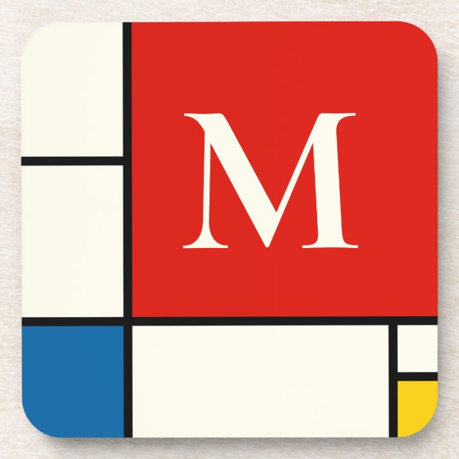Dessous-de-verre Monogramme Carré De Stijl Inspiré (Devant)