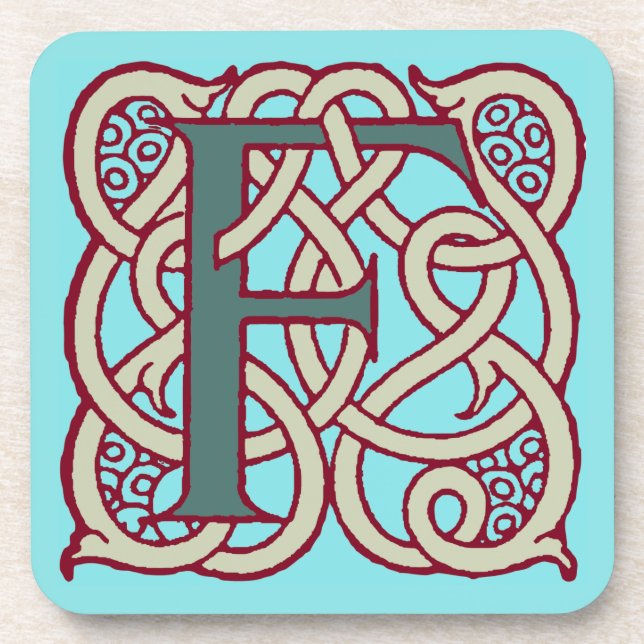 Dessous-de-verre Monogramme celtique F d'initiale de lettre de (Devant)