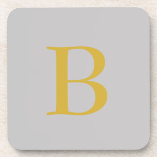 Dessous-de-verre Monogramme couleur or gris moderne Ajouter un nom 