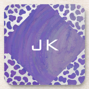 Dessous-de-verre Monogramme Dalmatien violet et blanc