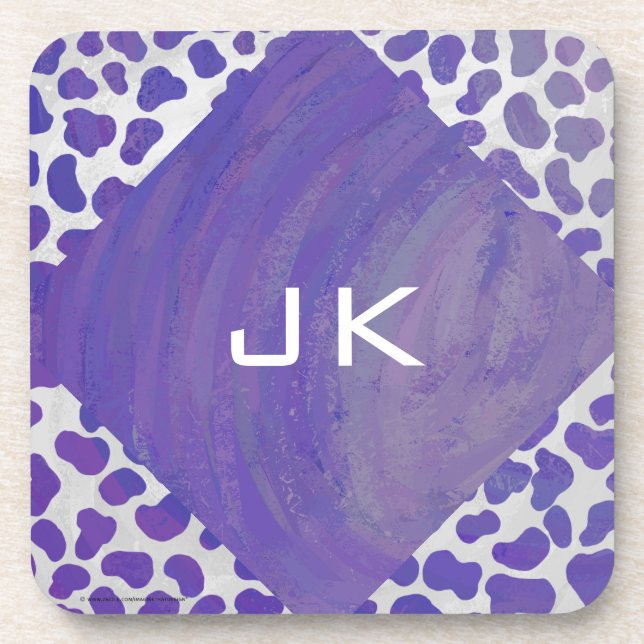 Dessous-de-verre Monogramme Dalmatien violet et blanc (Devant)