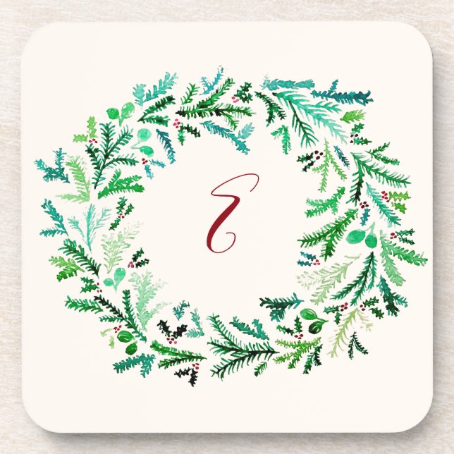 Dessous-de-verre Monogramme de guirlande de Noël (Devant)