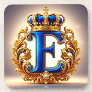 Dessous-de-verre Monogramme de lettre E bleu royal