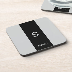 Dessous-de-verre Monogramme deux tons moderne noir et gris