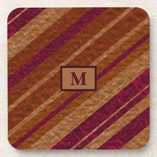 Dessous-de-verre Monogramme Élégant Violet Brown Diagonal Stripes